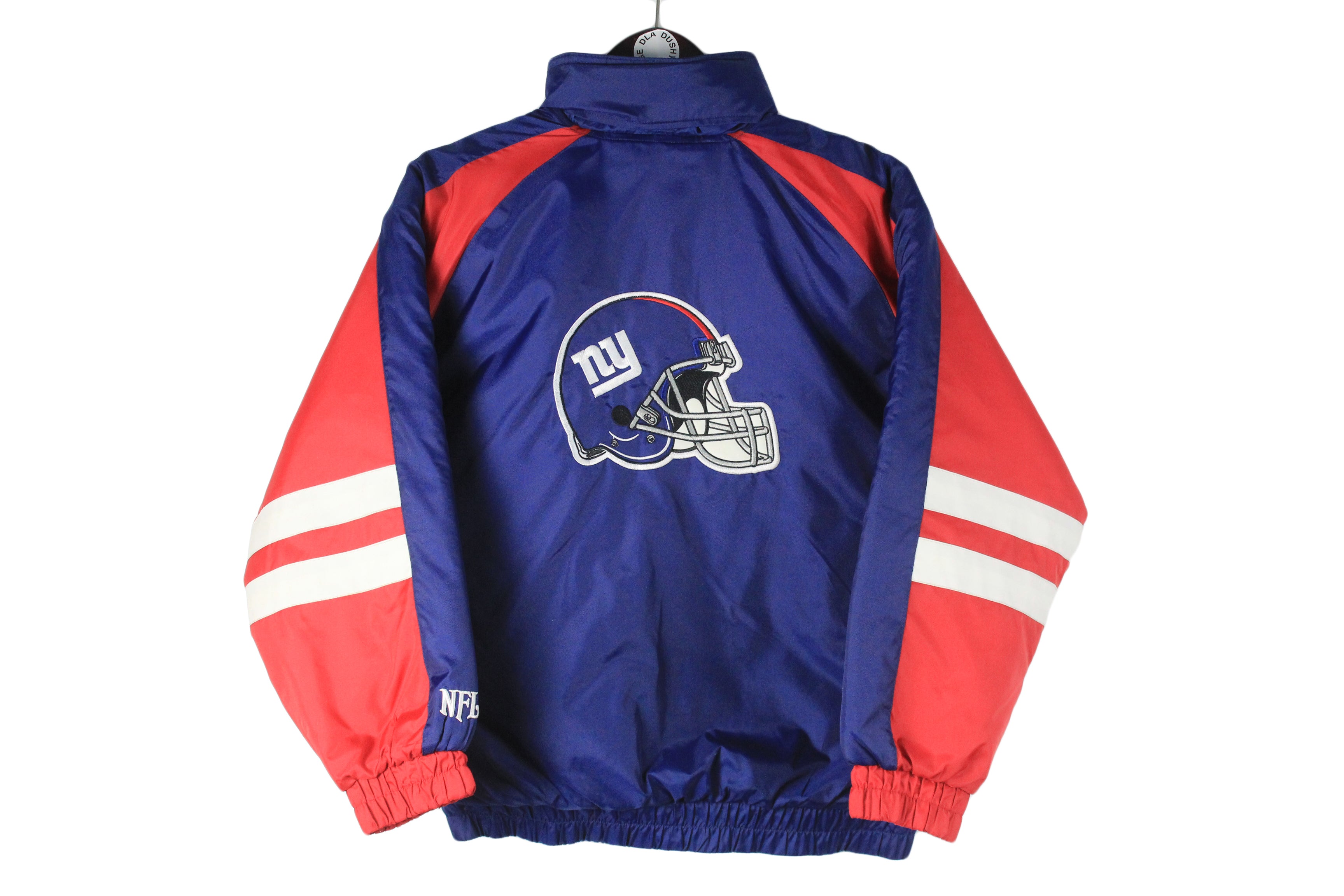 New York Giants Ladies Team Spirit Satin Jacket - Royal Blue/Red