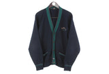 Vintage Paul & Shark Cardigan Large navy blue deep V-neck retro sweater 90s jumper