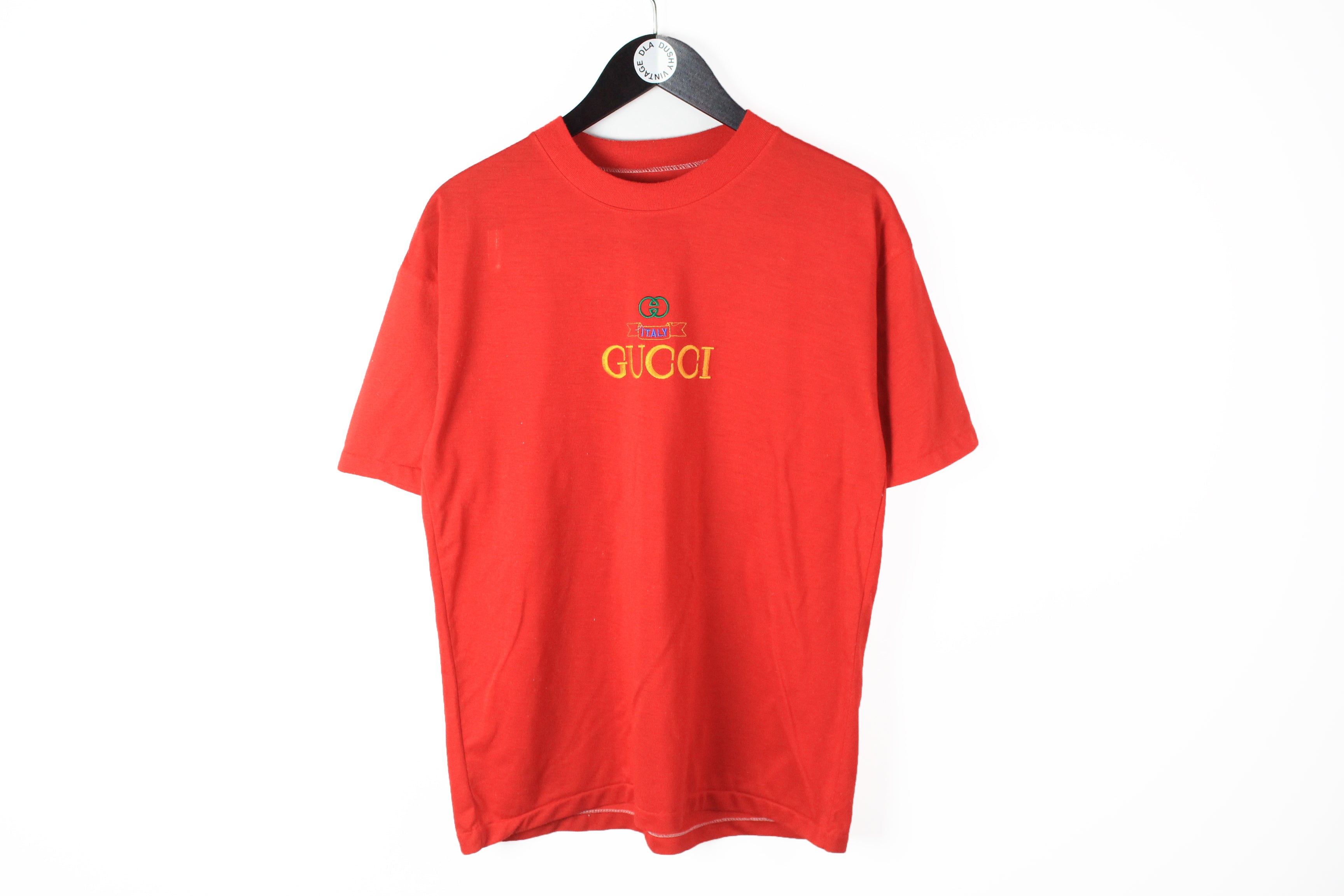 Reporter Korea Gnaven Vintage Gucci Bootleg Embroidery Logo T-Shirt Medium – dla dushy