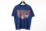 Vintage Indians Cleveland 7 Logo T-Shirt Large blue big logo 90s sport baseball mlb tee