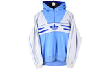 Vintage Adidas Hoodie 1/4 Zip Women's Small / Medium blue gray 90s retro made in West Germany 80s sport style hooded jumper