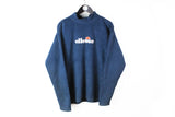 Vintage Ellesse Fleece Turtleneck Medium navy blue big logo 90's sport style