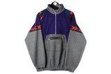 Vintage Fleece Half Zip Medium gray blue 90s retro sport style winter ski sweater