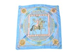 Vintage Hermes Feux D'Artifice by Michael Duchene Scarf blue pink silk retro luxury accessories