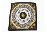 Vintage Hermes Dies Et Hore Scarf black gold calendar sun silk retro
