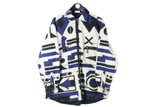 Vintage Fleece Full Zip Medium white blue 90s retro sport style sport jumper retro rare sweater