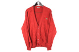 Vintage Lacoste Cardigan Large deep v-neck sweater 90s retro sport casual style made in France
