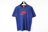Vintage Nike T-Shirt Small blue big logo 90s sport basic tee