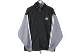 Vintage Adidas Track Jacket XLarge black gray 90s full zip retro style windbreaker