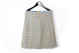 Vintage Burberrys Skirt Women's nova check plaid gray blue wool authentic 80's 90's women's clothing