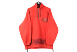 Vintage Fleece 1/4 Zip Large red abstract pattern tattoo 90s snowboard extreme sweater