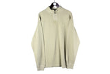 Vintage Timberland Sweatshirt 1/4 Zip XLarge beige 90s retro USA small logo casual work wear