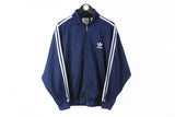 Vintage Adidas Track Jacket Medium navy blue 90's windbreaker retro style classic
