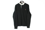 Vintage Polo by Ralph Lauren Rugby Shirt XLarge 90s black classic retro style long sleeve collared shirt