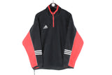 Vintage Adidas Fleece 1/4 Zip Small / Medium black red 90s retro sport style sweater