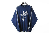 Vintage Adidas Sweatshirt XLarge navy blue big logo 90s sport streetwear style