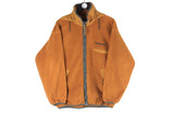 Vintage Timberland Fleece Full Zip Medium brown hooded sweater 90s ski jumper