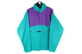 Vintage Fleece XLarge purple green 90s retro sport style ski jumper