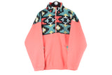Vintage Fleece Half Zip Medium pink abstract pattern green 90s retro ski sweater pullover