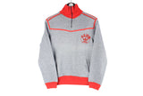 Vintage Adidas Sweatshirt 1/4 Zip Small made in France gray small logo Club sport jumper 80s