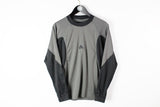 Vintage Nike ACG Long Sleeve Thermal Shirt Small gray black small center front logo 90s sport