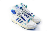 Vintage Adidas High Top Sneakers Women's US 7 white blue 90s hip hop rap style 90s classic athletic trainers shoes