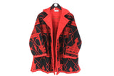 Vintage Gianfranco Ferre Coat Women's Large red black made in Italy Luxury style 90's retro cape Japan Style Kimono
