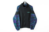 Vintage Jansport Fleece Full Zip Large black multicolor 90s abstract pattern 80s made in USA sweater ski style