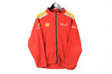 Vintage Ferrari Shell Fleece Medium red yellow 90s big logo Formula 1 F1 Sweater
