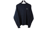 Vintage Lacoste Sweater Large blue knitwear 90s knitted made in France pullover