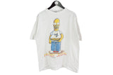 Vintage The Simpsons "Homer Jeans" T-Shirt Large white big logo 90's retro style cotton tee cartoon HJ crew