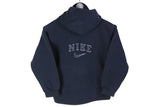 Vintage Nike Bootleg Hoodie Full Zip Kids 140 navy blue 90's big logo retro style cardigan