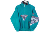 Vintage Salewa Fleece Half Zip Small green abstract pattern 90's mountains print Asia outdoor sweater