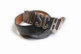 vintage MOSCHINO authentic women's real leather belt gold letter black rare retro 90s 80s waist original fancy unique belt womens girl vntg