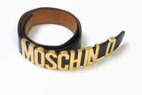 vintage MOSCHINO authentic women's real leather waist belt gold letter black rare retro 90s 80s waist original geniuse unique womens vntg