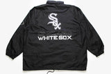vintage CHICAGO WHITE SOX Jacket mens black mlb coach rare Size L/Xl deadstock retro snap button harrington 90s 80s big logo black white vnt