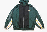 vintage REEBOK sleeve logo green black Track Jacket Size L hooded authentic rare retro hipster 90s 80s rave athletic sport suit acid classic