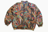vintage ROBERT STOCK PATTERN Bomber authentic Jacket print luxury style long sleeve retro Size L silk 90s 80s luxury outfit zipped women's