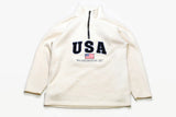 vintage USA Washington DC big logo FLEECE mens half zip up Size M/L beige sweater winter acid 90s 80s rare retro hipster rave wear zipped