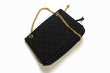vintage CHANEL authentic Black women's Shoulders Bag Tote womens handbag rare retro canvas gold chain 90s 80s luxury brand made in France