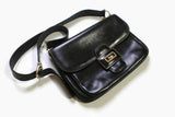 vintage CELINE Black Leather Bag women's Crossbody Shoulders Bag handbag rare retro real leather classic metal logo 90's 80's made in Italy