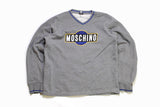 vintage MOSCHINO Jeans Sweatshirt men's authenitc gray oversize jumper 90s retro hipster sleeve streetwear casual cardigan wear Size L Italy