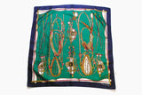 PIERRE CARDIN Paris Silk Scarf vintage wrap green gold print pattern authentic Shawl retro style made in Italy stylish Vintage accessories