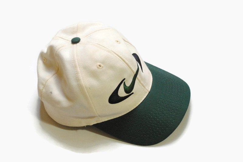 Nike Hat Baseball Cap Fitted Adult Small Swoosh Logo Green Vintage 90s  Crest USA