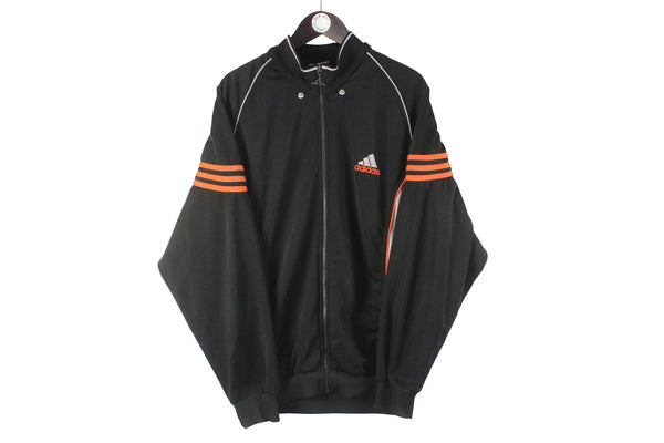 Vintage Adidas Track Jacket XLarge black big logo orange 90s retro sport style windbreaker classic jacket