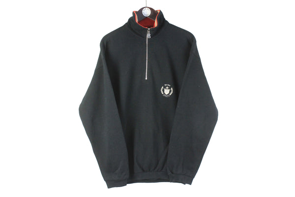 Vintage Bogner Sweatshirt 1/4 Zip Medium black 90s retro small logo jumper sport style pullover