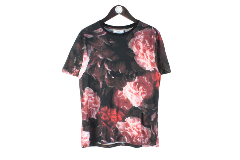 AMI T-Shirt Small rose floral pattern big logo authentic streetwear luxury pink shirt