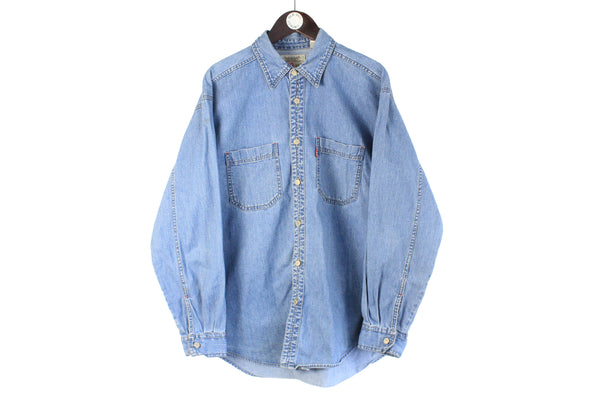 Vintage Levi's Shirt Large blue denim retro style collared 90s red tab