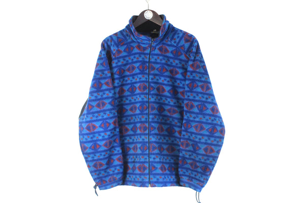 Vintage Salewa Fleece Full Zip XLarge blue abstract pattern 90s retro outdoor sweater sport style jumper