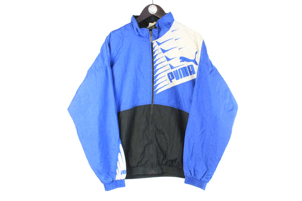 Vintage Puma Tracksuit Large blue black 90s retro sport style windbreaker jacket and track pants